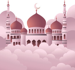Islamic icon set. Flat illustration of mosque vector icons for web design Free Vector