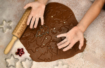 Child in the kitchen making cookies