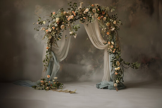 arches floraux romantiques boh&egrave;mes beiges