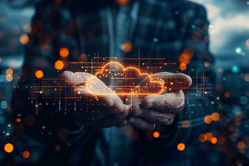 stock market graphic, business intelligence integration, cloud service, and analytics network.