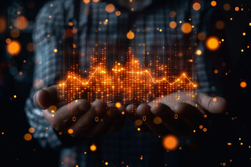 stock market graphic, business intelligence integration, cloud service, and analytics network.