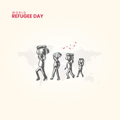 World Refugee Day, Refugee day creative design for social media banner, poster vector illustration.