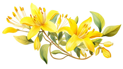 Isolated Watercolor Yellow Flower Element on isolated white background. PNG Format