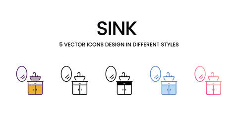 Sink  icons set in different style vector stock illustration