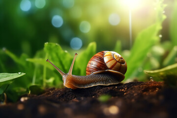 a snail on the ground - Powered by Adobe