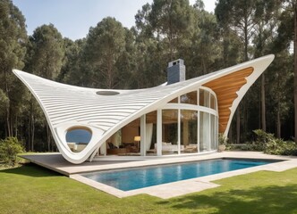 Obraz na płótnie Canvas a futuristic house that is shaped like a butterfly