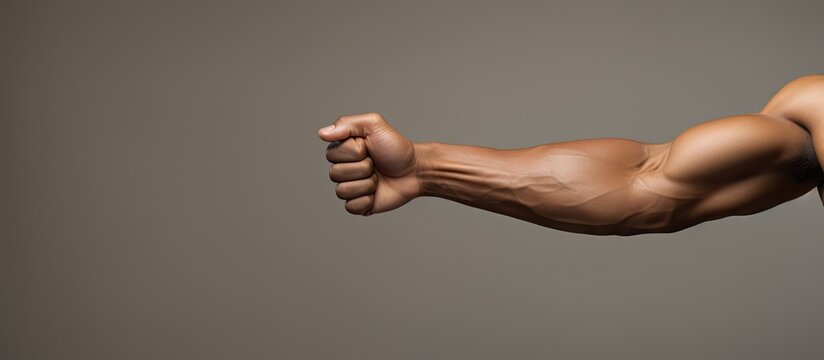 A man's arm extended