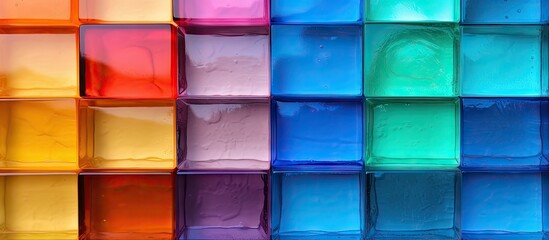 Arrangement of colorful glass blocks - obrazy, fototapety, plakaty