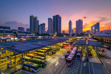 Evening Rush at Jb Larkin Bus Terminal, Johor Bahru, Malaysia: A Bustling Hub of Regional Transportation