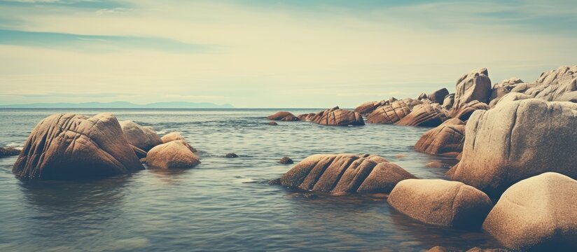 Sea landscape with large rocks in the water