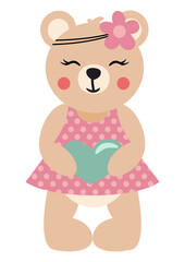 Cute teddy bear wearing a dress
