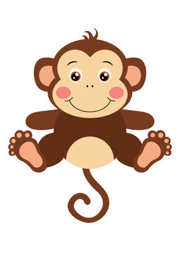 Cute happy monkey isolated on white