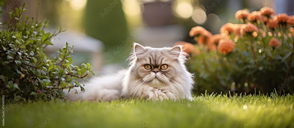 Poster A cat lying in the grass