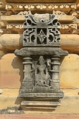 Ancient stone carvings at UNESCO World Heritage site, Khajuraho temples, Madhya Pradesh, India.