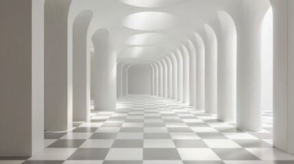White room with columns.