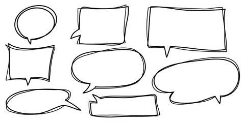 Obraz premium Speech bubbles comic on doodle set. isolated on white background. vector illustration