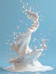 Obraz na płótnie Canvas Milk splashes against blue background.