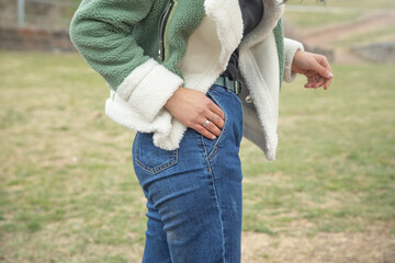 Young girl in blue jeans. Lifestyle