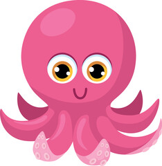 Obraz premium Octopus baby cartoon character. Cute ocean animal