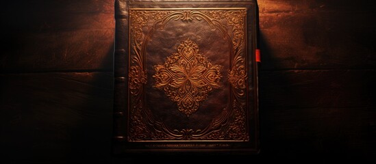 A golden book on a wooden surface