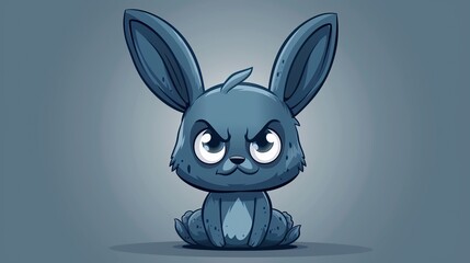 Obraz premium Angry cute cartoon rabbit with big eyes