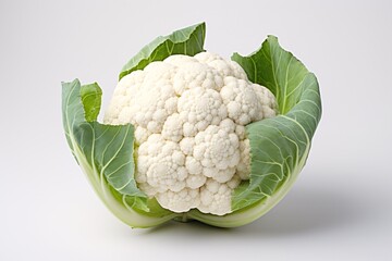 a cauliflower with leaves - obrazy, fototapety, plakaty