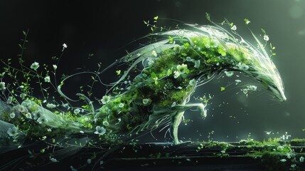 This digital artwork beautifully merges elements of nature and technology, creating an abstract...