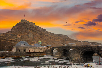 View over the castle of Kars, in Kars, Turkey. Kars is a province in the Northeastern Turkey, close...