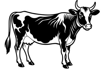 the cow  silhouette  vector and illustration