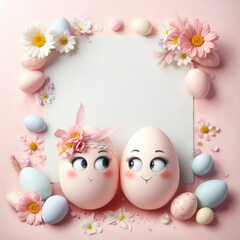 Funny  creative, Easter decorated eggs - obrazy, fototapety, plakaty