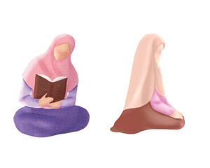 Muslim Girl Praying illustration