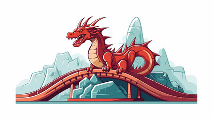 Dragon challenge flat vector isolated on white background
