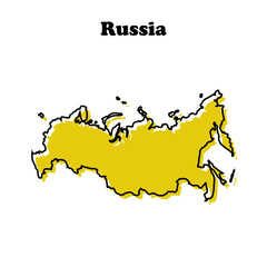 Stylized simple yellow outline map of Russia
