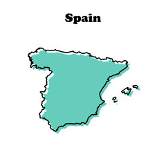 Stylized simple tosca outline map of Spain
