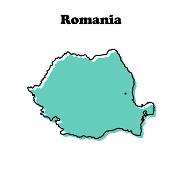 Stylized simple tosca outline map of Romania