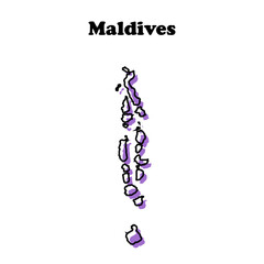 Stylized simple purple outline map of Maldives