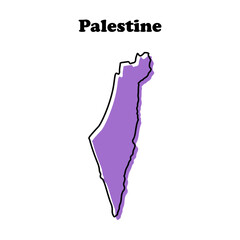 Stylized simple purple outline map of Palestine