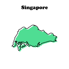 Stylized simple green outline map of Singapore