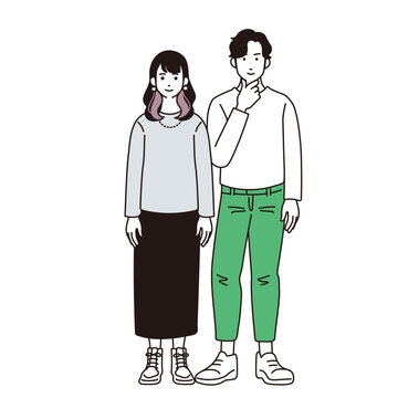 recommend clip art: 若い男女の全身　シンプルでフラットなイラスト
                    