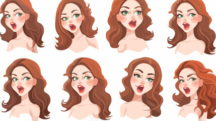 Facial expression pattern of a pretty woman flat vector