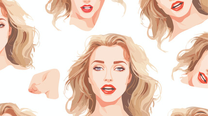 Facial expression pattern of a pretty woman flat vector