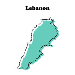 Stylized simple tosca outline map of Lebanon