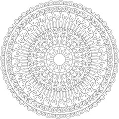 Mandala Circular Adult Coloring Book Page Book Vector Floral Flower Mandala Geometric Symmetry