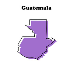 Stylized simple purple outline map of Guatemala