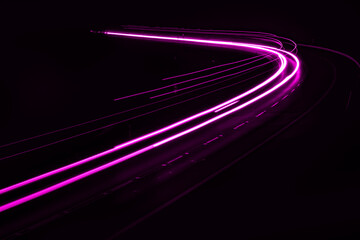 Fototapeta na wymiar violet car lights at night. long exposure