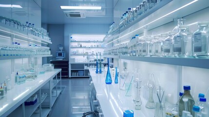 Laboratory glassware in scientific laboratory, science research and development concept