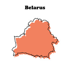 Stylized simple orange outline map of Belarus