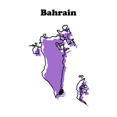 Stylized simple purple outline map of Bahrain