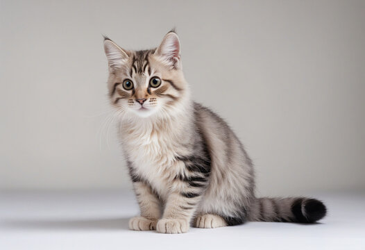 Beautiful cat isolated on a white colorful background