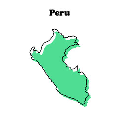 Stylized simple green outline map of Peru